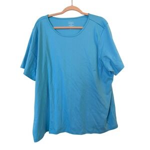 L.L. Bean Women Plus T-Shirt Blue Supima Cotton Scoop Neck Size 3X